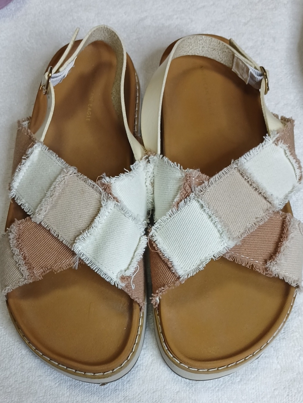 Women’s Cream & Tan Patchwork Slingback Sandals